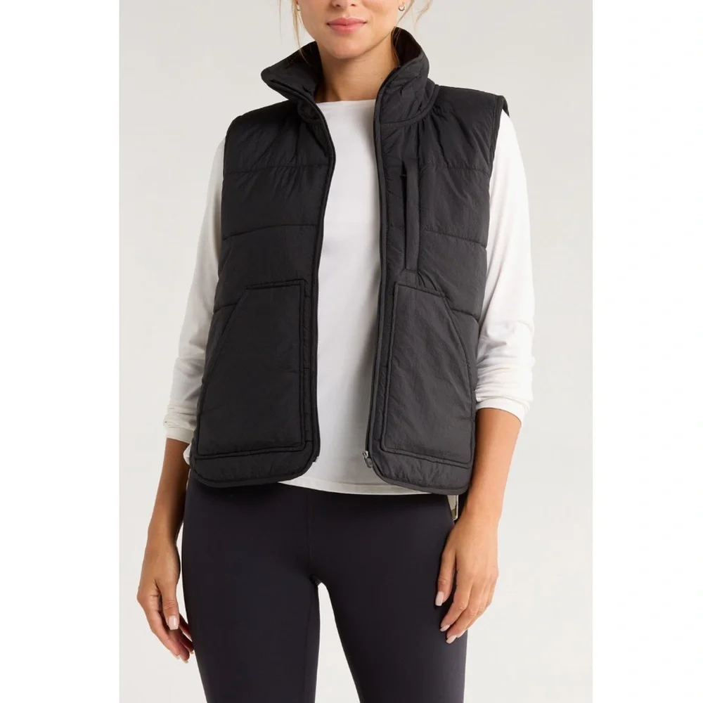 Zella Packable Black Quilted Vest New! - Picture 2 of 14